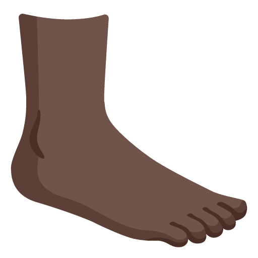 Google design of the foot: dark skin tone emoji verson:Noto Color Emoji 15.0