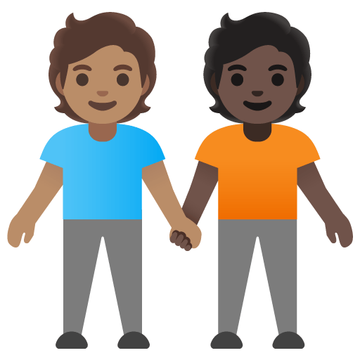 Google design of the people holding hands: medium skin tone dark skin tone emoji verson:Noto Color Emoji 15.0