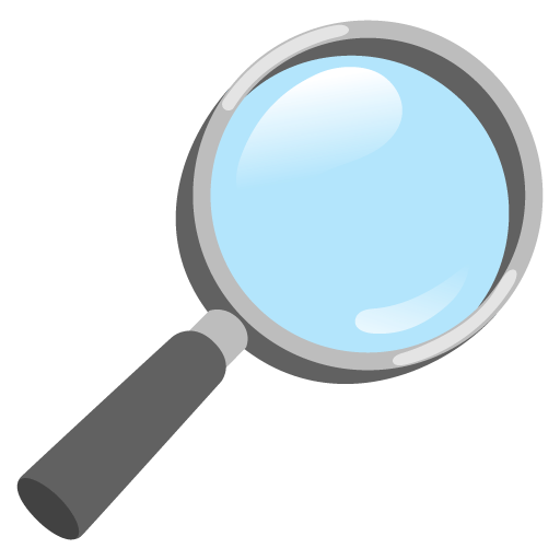 Google design of the magnifying glass tilted right emoji verson:Noto Color Emoji 15.0