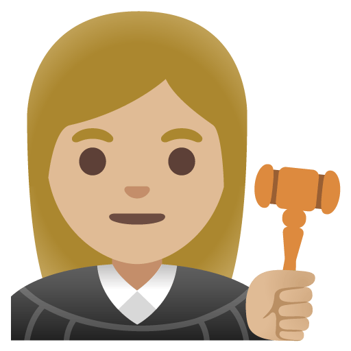 Google design of the woman judge: medium-light skin tone emoji verson:Noto Color Emoji 15.0