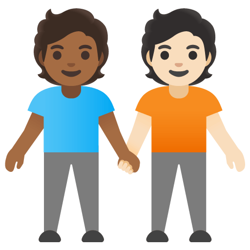 Google design of the people holding hands: medium-dark skin tone light skin tone emoji verson:Noto Color Emoji 15.0