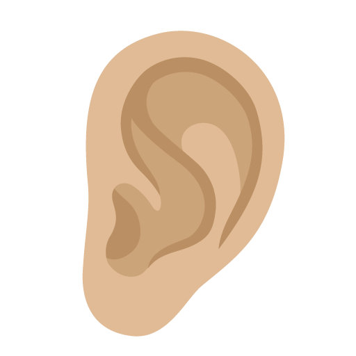 Google design of the ear: medium-light skin tone emoji verson:Noto Color Emoji 15.0