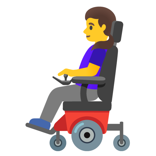 Google design of the woman in motorized wheelchair emoji verson:Noto Color Emoji 15.0