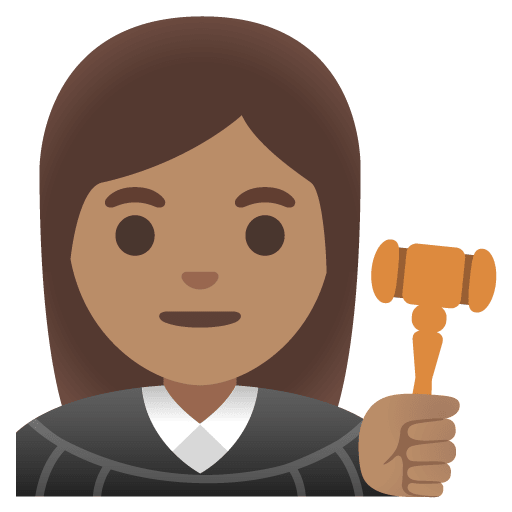 Google design of the woman judge: medium skin tone emoji verson:Noto Color Emoji 15.0