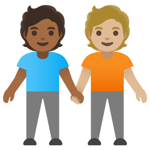 Google design of the people holding hands: medium-dark skin tone medium-light skin tone emoji verson:Noto Color Emoji 15.0