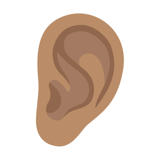 Google design of the ear: medium skin tone emoji verson:Noto Color Emoji 15.0