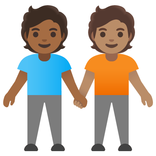 Google design of the people holding hands: medium-dark skin tone medium skin tone emoji verson:Noto Color Emoji 15.0