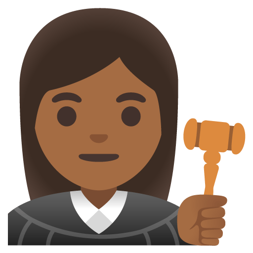 Google design of the woman judge: medium-dark skin tone emoji verson:Noto Color Emoji 15.0