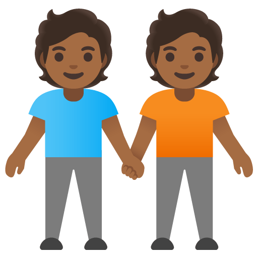 Google design of the people holding hands: medium-dark skin tone emoji verson:Noto Color Emoji 15.0