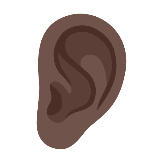 Google design of the ear: dark skin tone emoji verson:Noto Color Emoji 15.0