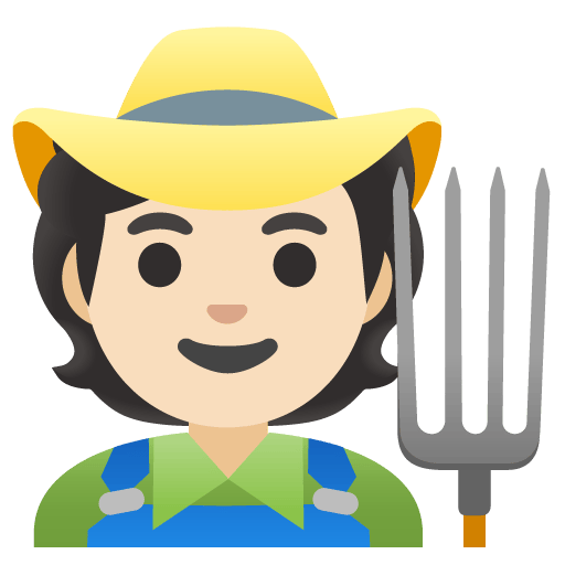 Google design of the farmer: light skin tone emoji verson:Noto Color Emoji 15.0