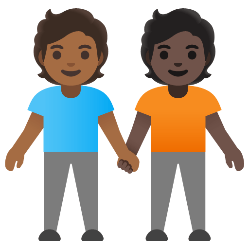 Google design of the people holding hands: medium-dark skin tone dark skin tone emoji verson:Noto Color Emoji 15.0