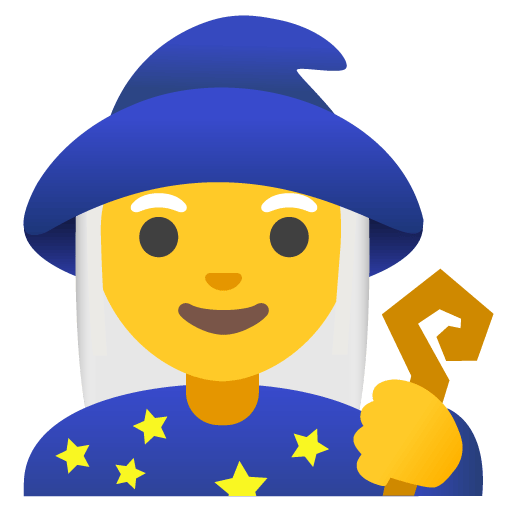 Google design of the woman mage emoji verson:Noto Color Emoji 15.0