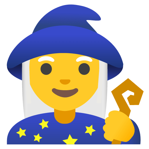 Google design of the woman mage emoji verson:Noto Color Emoji 15.0