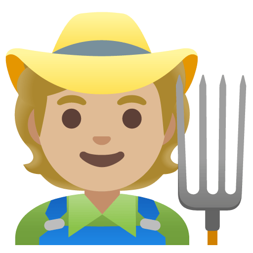 Google design of the farmer: medium-light skin tone emoji verson:Noto Color Emoji 15.0