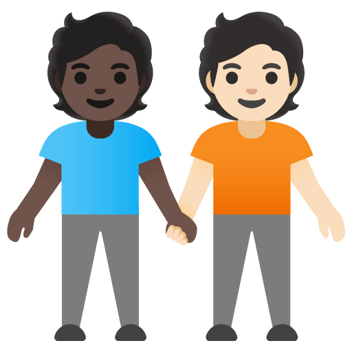 Google design of the people holding hands: dark skin tone light skin tone emoji verson:Noto Color Emoji 15.0