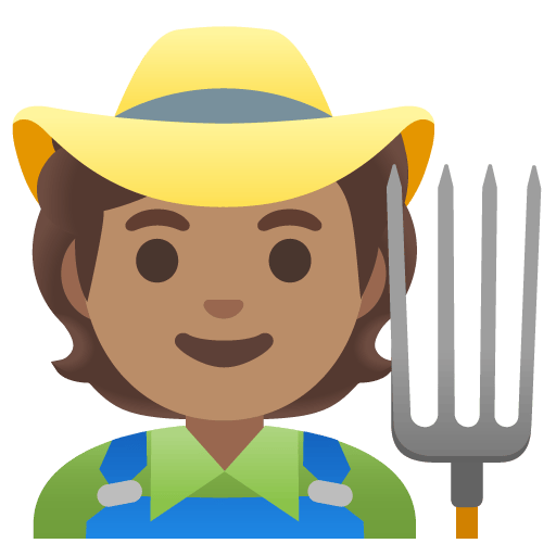 Google design of the farmer: medium skin tone emoji verson:Noto Color Emoji 15.0