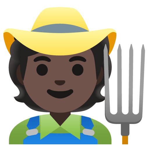 Google design of the farmer: dark skin tone emoji verson:Noto Color Emoji 15.0