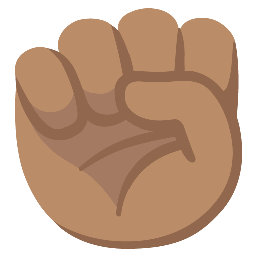 Google design of the raised fist: medium skin tone emoji verson:Noto Color Emoji 15.0