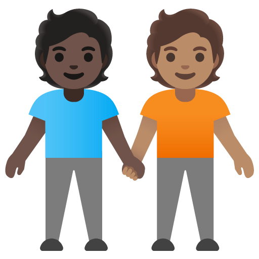 Google design of the people holding hands: dark skin tone medium skin tone emoji verson:Noto Color Emoji 15.0