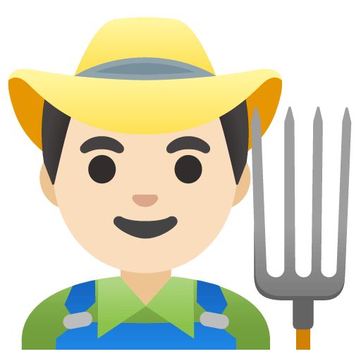 Google design of the man farmer: light skin tone emoji verson:Noto Color Emoji 15.0