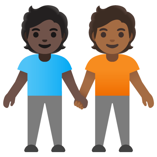 Google design of the people holding hands: dark skin tone medium-dark skin tone emoji verson:Noto Color Emoji 15.0
