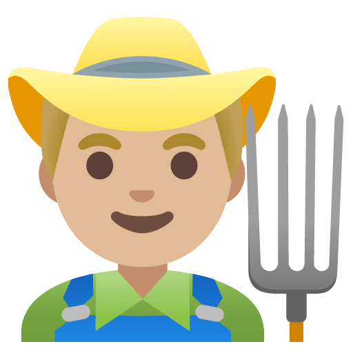 Google design of the man farmer: medium-light skin tone emoji verson:Noto Color Emoji 15.0