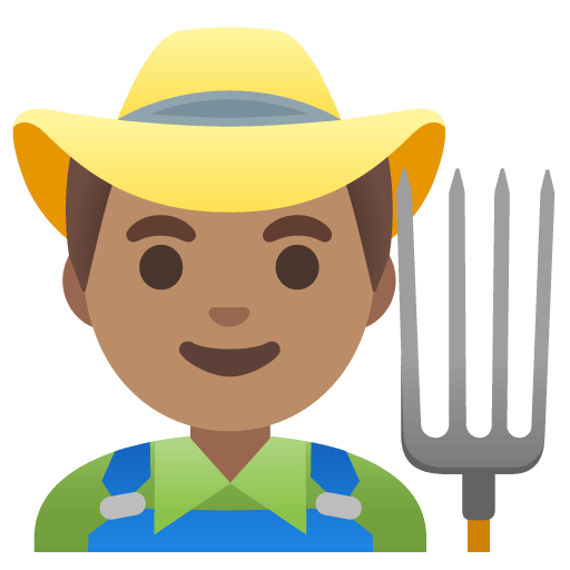 Google design of the man farmer: medium skin tone emoji verson:Noto Color Emoji 15.0