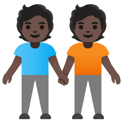Google design of the people holding hands: dark skin tone emoji verson:Noto Color Emoji 15.0