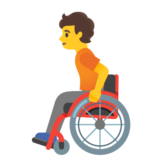 Google design of the person in manual wheelchair emoji verson:Noto Color Emoji 15.0