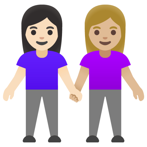 Google design of the women holding hands: light skin tone medium-light skin tone emoji verson:Noto Color Emoji 15.0