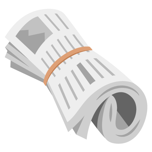 Google design of the rolled-up newspaper emoji verson:Noto Color Emoji 15.0