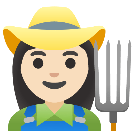 Google design of the woman farmer: light skin tone emoji verson:Noto Color Emoji 15.0