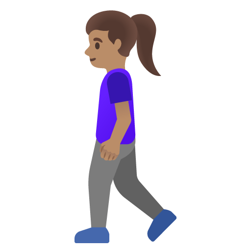 Google design of the woman walking: medium skin tone emoji verson:Noto Color Emoji 15.0