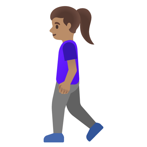 Google design of the woman walking: medium skin tone emoji verson:Noto Color Emoji 15.0