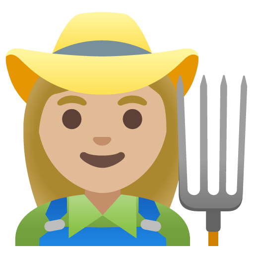 Google design of the woman farmer: medium-light skin tone emoji verson:Noto Color Emoji 15.0