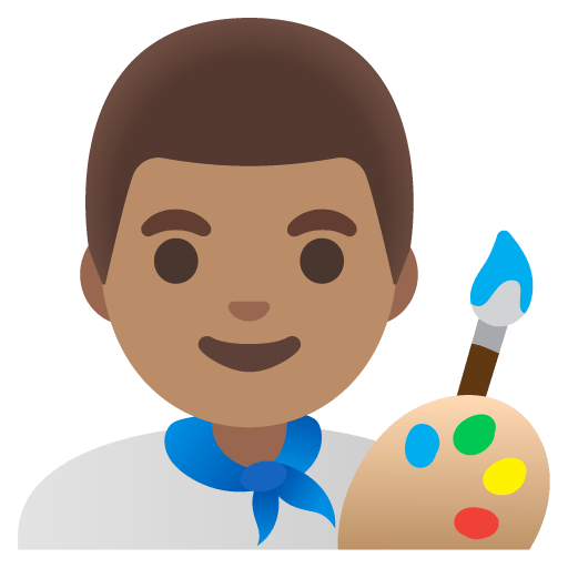 Google design of the man artist: medium skin tone emoji verson:Noto Color Emoji 15.0