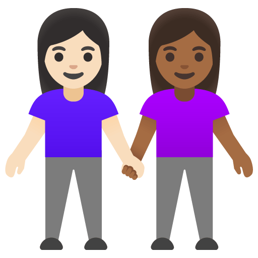 Google design of the women holding hands: light skin tone medium-dark skin tone emoji verson:Noto Color Emoji 15.0