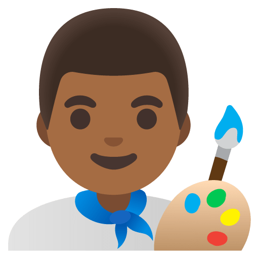 Google design of the man artist: medium-dark skin tone emoji verson:Noto Color Emoji 15.0