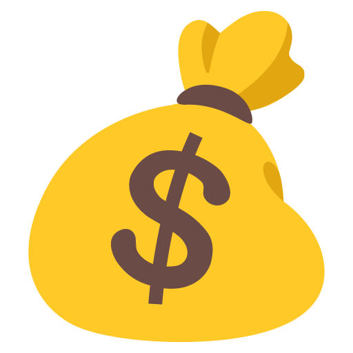 Google design of the money bag emoji verson:Noto Color Emoji 15.0