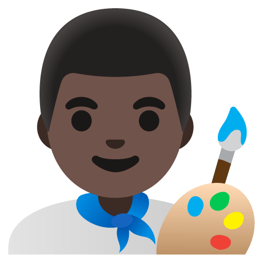 Google design of the man artist: dark skin tone emoji verson:Noto Color Emoji 15.0