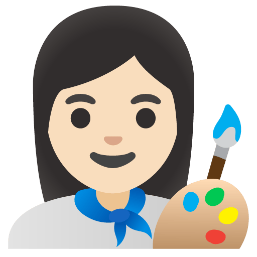 Google design of the woman artist: light skin tone emoji verson:Noto Color Emoji 15.0