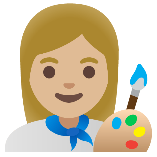 Google design of the woman artist: medium-light skin tone emoji verson:Noto Color Emoji 15.0