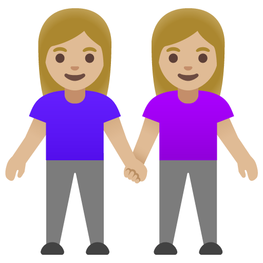 Google design of the women holding hands: medium-light skin tone emoji verson:Noto Color Emoji 15.0