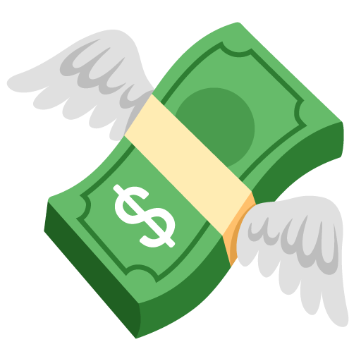Google design of the money with wings emoji verson:Noto Color Emoji 15.0