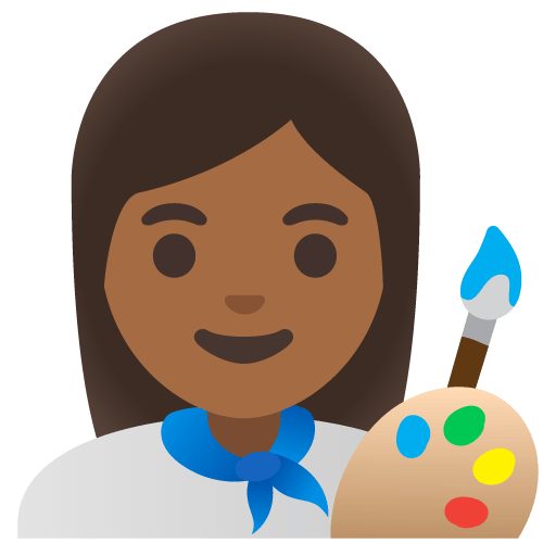 Google design of the woman artist: medium-dark skin tone emoji verson:Noto Color Emoji 15.0