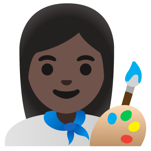 Google design of the woman artist: dark skin tone emoji verson:Noto Color Emoji 15.0