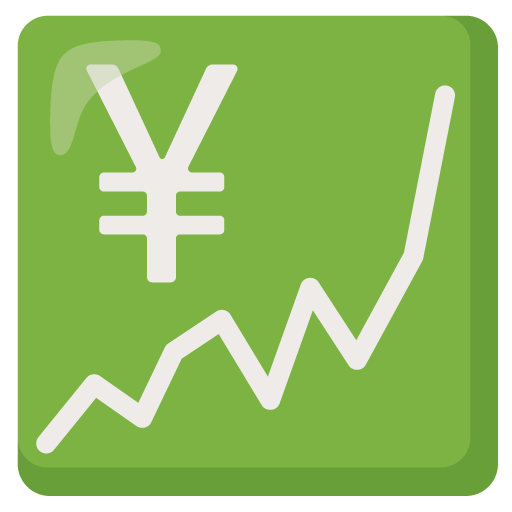 Google design of the chart increasing with yen emoji verson:Noto Color Emoji 15.0