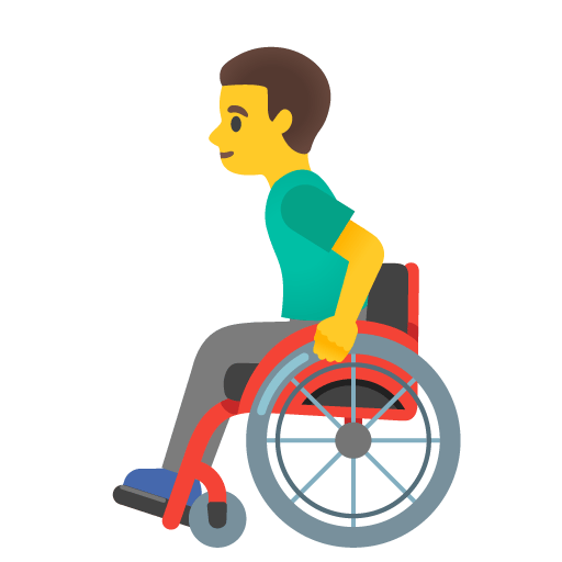 Google design of the man in manual wheelchair emoji verson:Noto Color Emoji 15.0