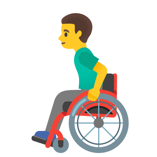Google design of the man in manual wheelchair emoji verson:Noto Color Emoji 15.0